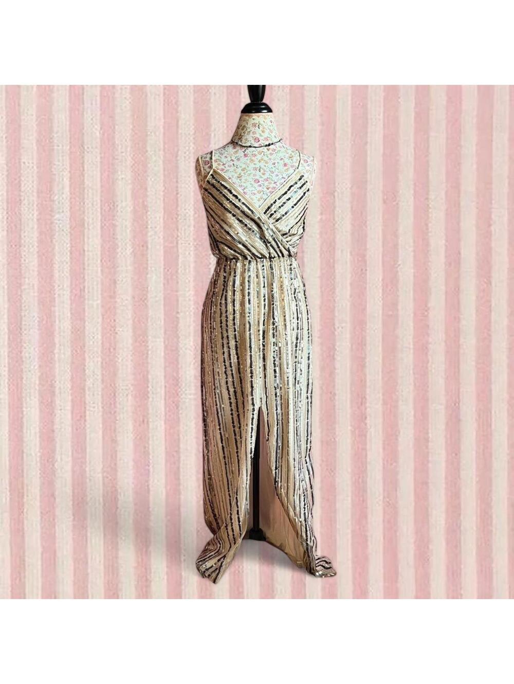 gold sparkly sequin maxi formal dress